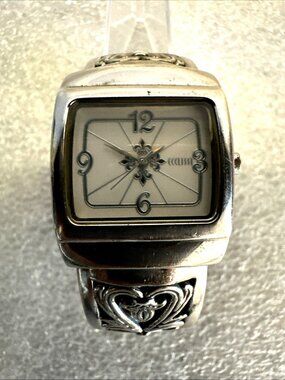 Ecclissi Womens Watch 27mm Sterling Silver 925 Heart Scrolled Bangle New Battery